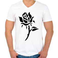 PRINTFASHION Rózsa - fekete - Férfi V-nyakú póló - Fehér