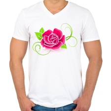 PRINTFASHION Rózsa  - Férfi V-nyakú póló - Fehér férfi póló