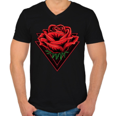 PRINTFASHION Rózsa háromszög - Férfi V-nyakú póló - Fekete