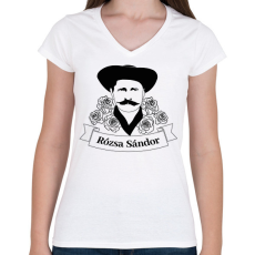 PRINTFASHION Rózsa Sándor - Magyar - Női V-nyakú póló - Fehér
