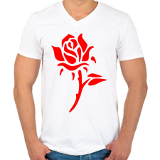 PRINTFASHION Rózsa - vörös - Férfi V-nyakú póló - Fehér férfi póló