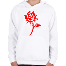 PRINTFASHION Rózsa - vörös - Gyerek kapucnis pulóver - Fehér