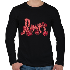 PRINTFASHION rózsák - Férfi hosszú ujjú póló - Fekete