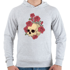 PRINTFASHION Rózsás Koponya - Férfi kapucnis pulóver - Sport szürke