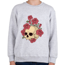 PRINTFASHION Rózsás Koponya - Gyerek pulóver - Sport szürke gyerek pulóver, kardigán