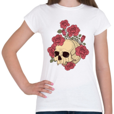 PRINTFASHION Rózsás Koponya - Női póló - Fehér női póló