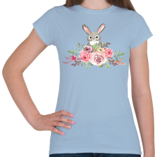 PRINTFASHION Rózsás nyuszi - Női póló - Világoskék női póló