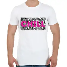 PRINTFASHION Rózsaszín CHILL - Férfi póló - Fehér férfi póló