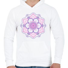 PRINTFASHION Rózsaszín-kék mandala - Férfi kapucnis pulóver - Fehér férfi pulóver, kardigán
