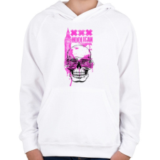 PRINTFASHION Rózsaszín koponya - Gyerek kapucnis pulóver - Fehér gyerek pulóver, kardigán