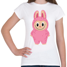 PRINTFASHION Rózsaszín Labubu - Női póló - Fehér