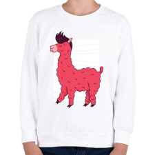 PRINTFASHION Rózsaszín láma - Gyerek pulóver - Fehér gyerek pulóver, kardigán