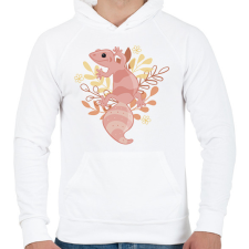 PRINTFASHION Rózsaszín Leopárd Gekkó - Férfi kapucnis pulóver - Fehér férfi pulóver, kardigán