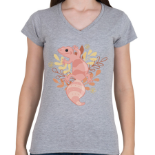 PRINTFASHION Rózsaszín Leopárd Gekkó - Női V-nyakú póló - Sport szürke női póló