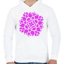 PRINTFASHION Rózsaszín mandala - Férfi kapucnis pulóver - Fehér férfi pulóver, kardigán