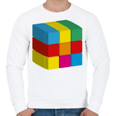 PRINTFASHION rubik 3D - Férfi pulóver - Fehér