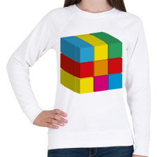 PRINTFASHION rubik 3D - Női pulóver - Fehér női pulóver, kardigán