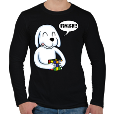 PRINTFASHION Rubik Dog - Férfi hosszú ujjú póló - Fekete
