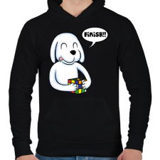 PRINTFASHION Rubik Dog - Férfi kapucnis pulóver - Fekete férfi pulóver, kardigán