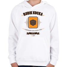 PRINTFASHION rubik-kocka-brown-orange - Gyerek kapucnis pulóver - Fehér gyerek pulóver, kardigán