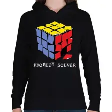PRINTFASHION Rubik kocka egyszerűen - Női kapucnis pulóver - Fekete női pulóver, kardigán