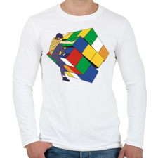 PRINTFASHION Rubik kocka - Férfi hosszú ujjú póló - Fehér férfi póló