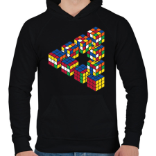 PRINTFASHION Rubik-kocka - Férfi kapucnis pulóver - Fekete férfi pulóver, kardigán
