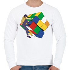 PRINTFASHION Rubik kocka - Férfi pulóver - Fehér