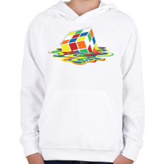 PRINTFASHION Rubik Kocka - Gyerek kapucnis pulóver - Fehér