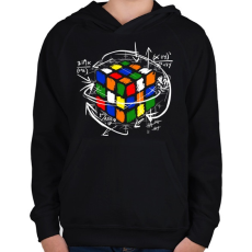 PRINTFASHION Rubik kocka - Gyerek kapucnis pulóver - Fekete