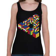 PRINTFASHION Rubik-kocka - Női atléta - Fekete női trikó