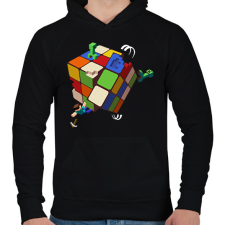 PRINTFASHION Rubik - Minecraft - Férfi kapucnis pulóver - Fekete férfi pulóver, kardigán