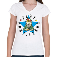 PRINTFASHION Rubik zombi - Play rubik's cube - Női V-nyakú póló - Fehér női póló