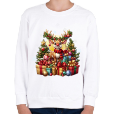 PRINTFASHION Rudolf, a piros orrú rénszarvas - Gyerek pulóver - Fehér gyerek pulóver, kardigán
