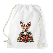 PRINTFASHION Rudolf, a piros orrú rénszarvas - Sportzsák, Tornazsák - Fehér tornazsák