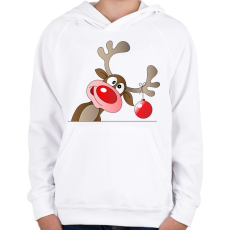 PRINTFASHION Rudolf, a rénszarvas - Gyerek kapucnis pulóver - Fehér