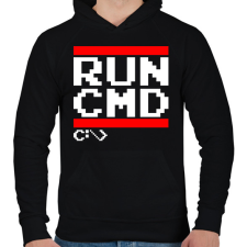 PRINTFASHION RUN CMD - Férfi kapucnis pulóver - Fekete férfi pulóver, kardigán