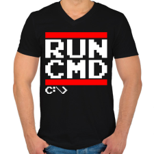 PRINTFASHION RUN CMD - Férfi V-nyakú póló - Fekete férfi póló