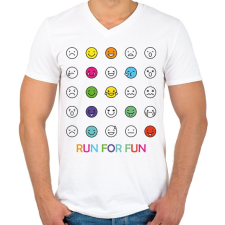 PRINTFASHION Run for fun - Férfi V-nyakú póló - Fehér férfi póló