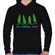 PRINTFASHION Run forrest, run! - Férfi kapucnis pulóver - Fekete férfi pulóver, kardigán