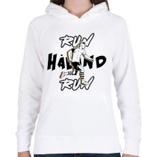 PRINTFASHION RUN Haland RUN! - Női kapucnis pulóver - Fehér