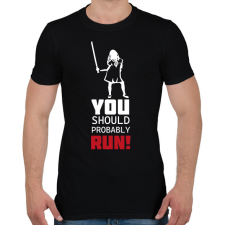 PRINTFASHION Run! - M3gan - Férfi póló - Fekete férfi pulóver, kardigán