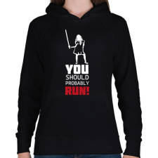 PRINTFASHION Run! - M3gan - Női kapucnis pulóver - Fekete női pulóver, kardigán
