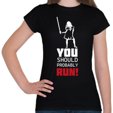 PRINTFASHION Run! - M3gan - Női póló - Fekete