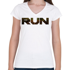 PRINTFASHION RUN - Női V-nyakú póló - Fehér