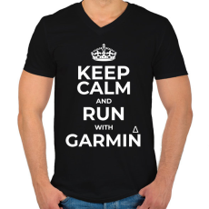 PRINTFASHION Run with Garmin - Férfi V-nyakú póló - Fekete