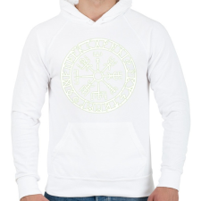 PRINTFASHION Rúna felirat kör - Férfi kapucnis pulóver - Fehér férfi pulóver, kardigán