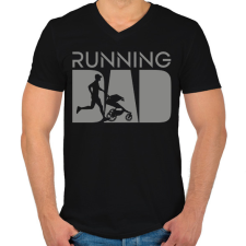 PRINTFASHION Running dad - Férfi V-nyakú póló - Fekete férfi póló