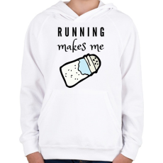 PRINTFASHION Running makes me salty - Gyerek kapucnis pulóver - Fehér