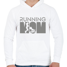 PRINTFASHION Running mom - Férfi kapucnis pulóver - Fehér